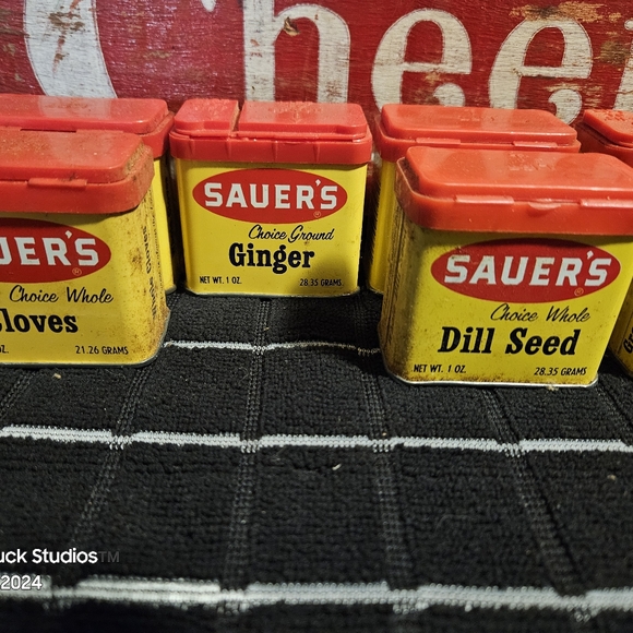 Sauers Sauer's Spices Metal Tins Vintage - Picture 12 of 17
